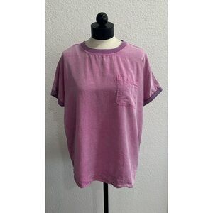 Easel Los Angeles Oversized Boho Tee Top Small Pink Mineral Wash Raw Seam Tencel